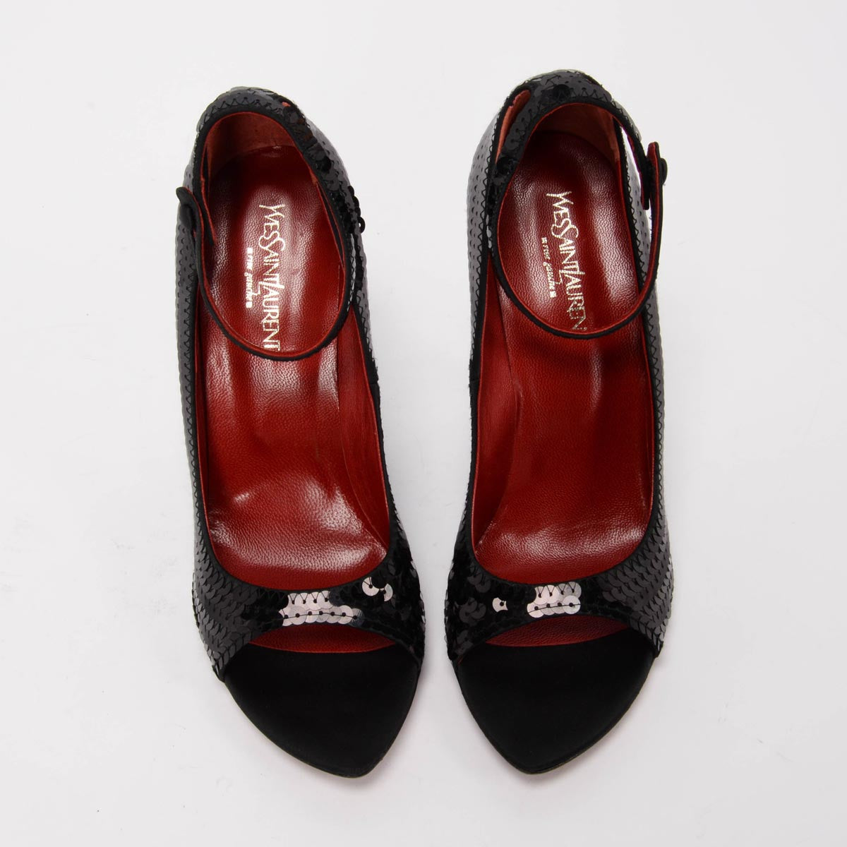 Yves Saint Laurent Black Sequin Wedges 40