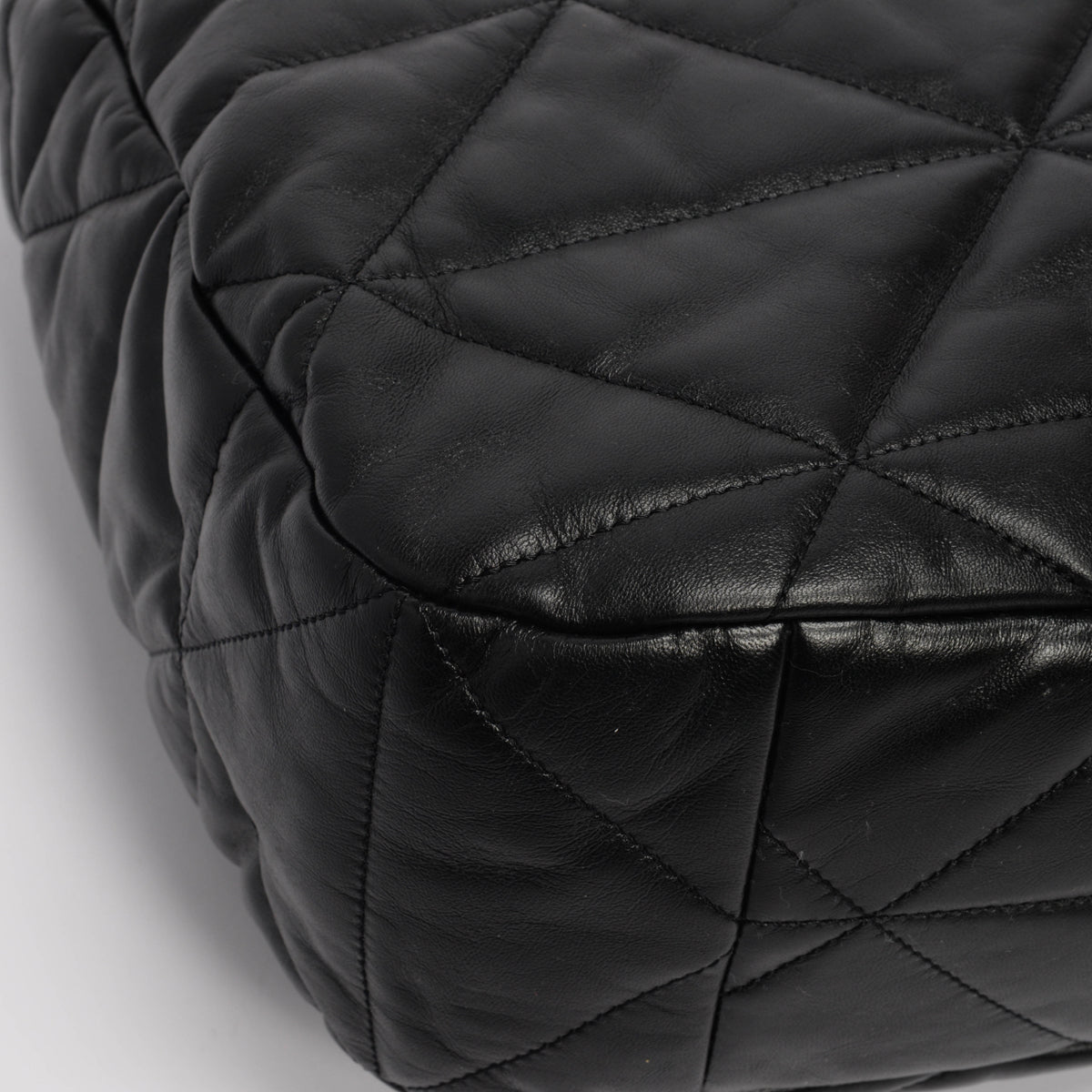 Prada Black Nappa Stitched Large Hobo Bag