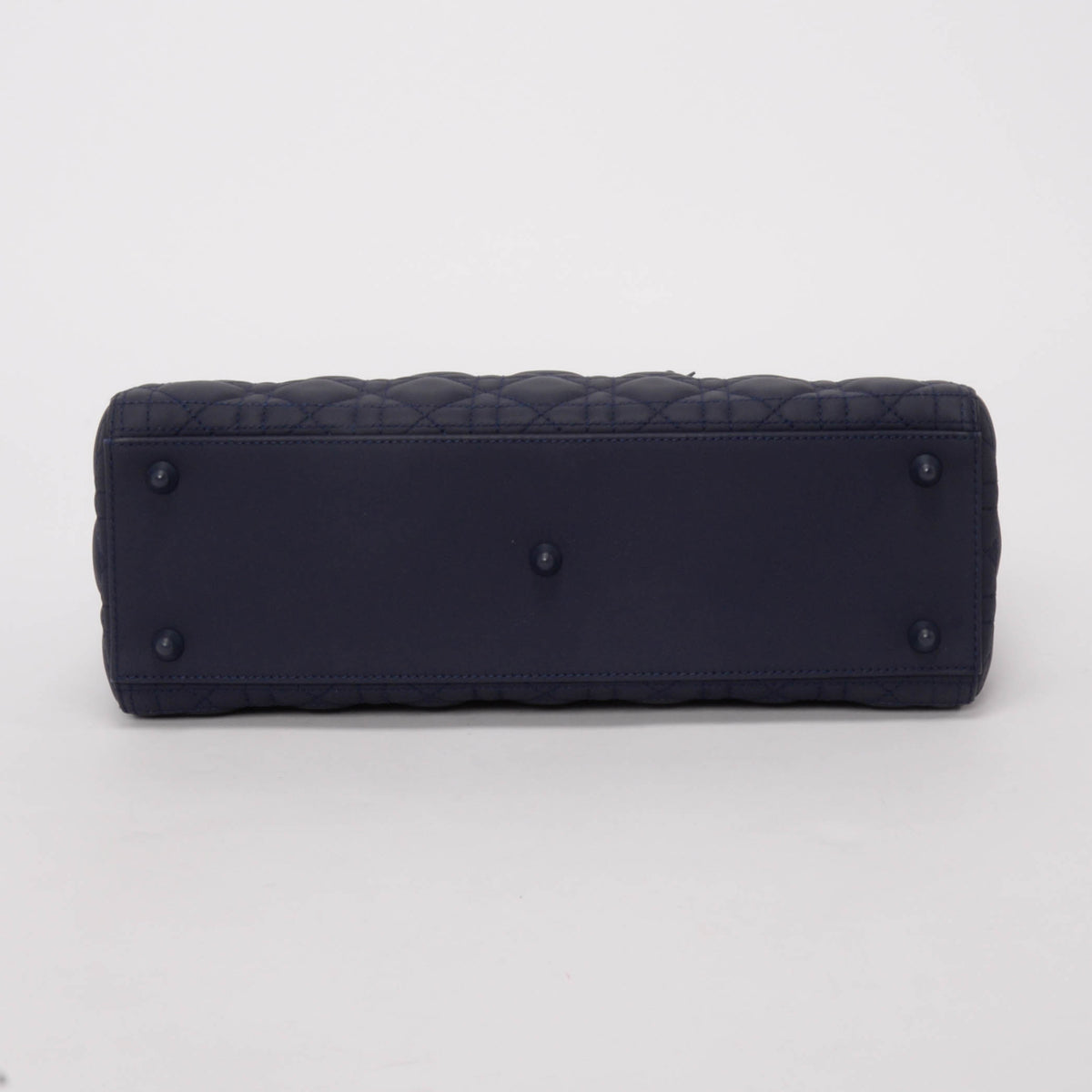 Dior Navy Ultramatte Cannage Calfskin Large Lady Dior Tote