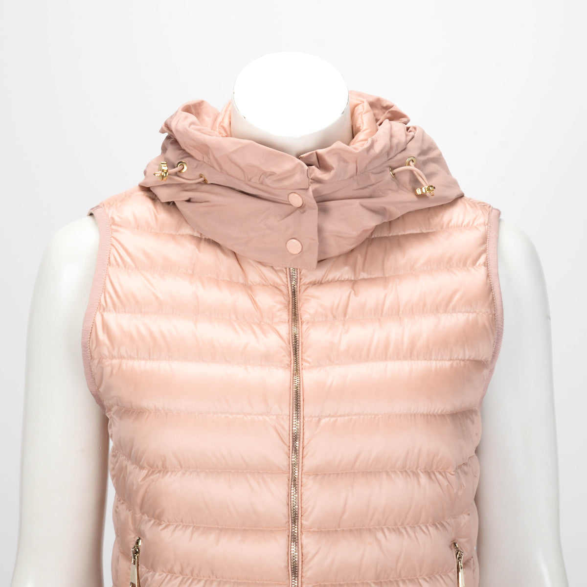 Moncler Pink Quilted Dorade Peplum-Hem Puffer Vest 1