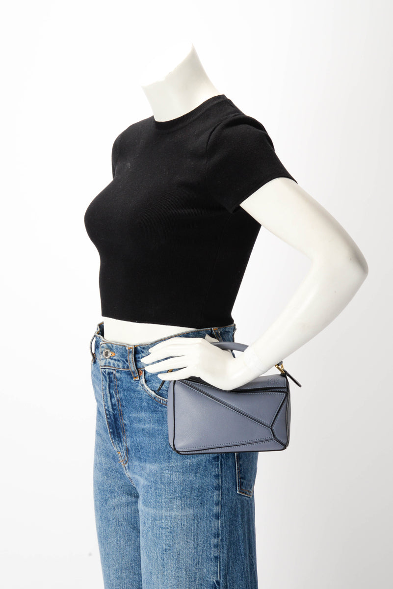 Loewe Blue Calfskin Mini Puzzle Bag