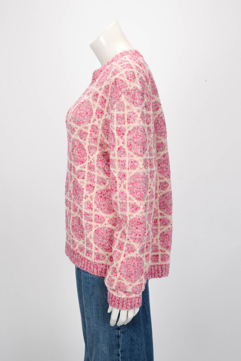 Dior Pink Cashmere Cannage Sweater L