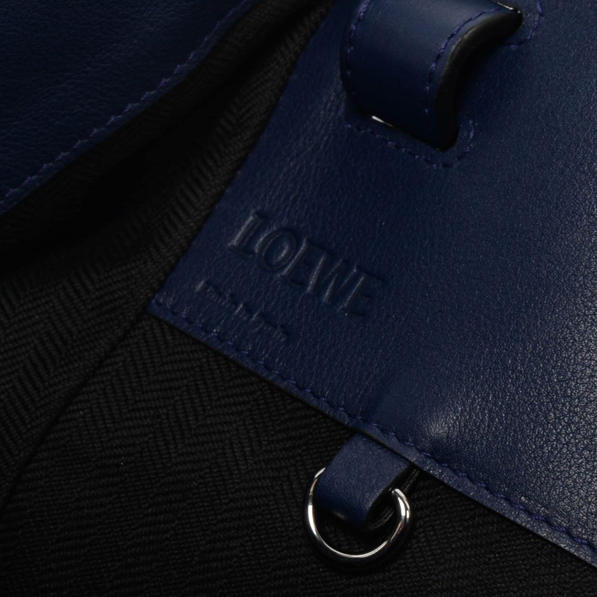 Loewe Navy Calfskin Small Hammock Bag