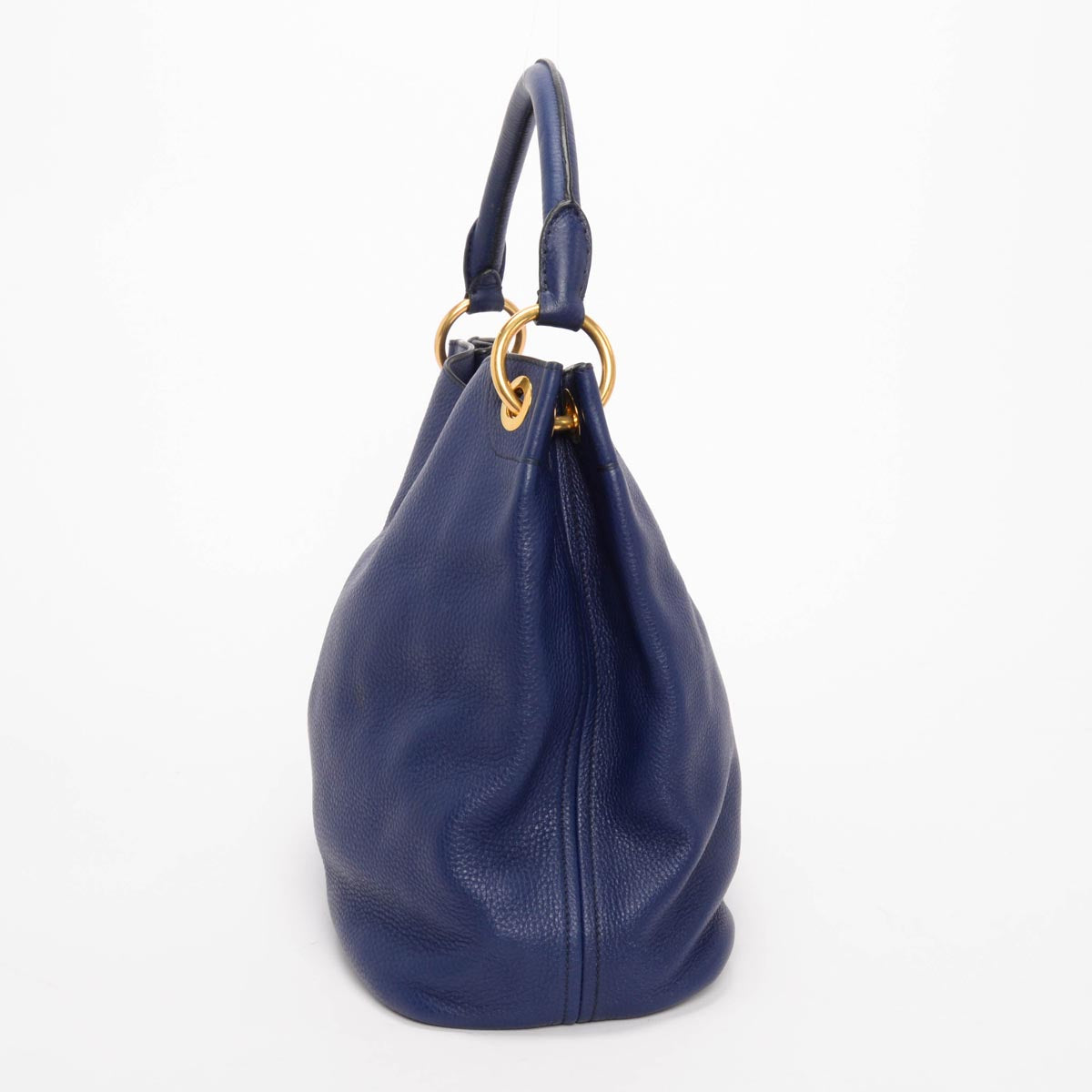 Prada Blue Vitello Daino Hobo Shoulder Bag