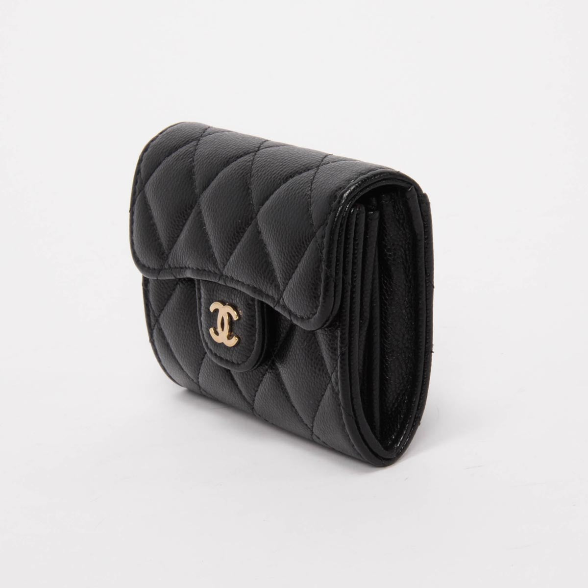 Chanel Black Quilted Caviar Classic Flap Card Holder