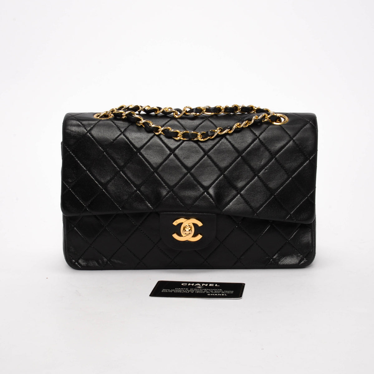 Chanel Vintage Black Quilted Lambskin Classic Double Flap Bag