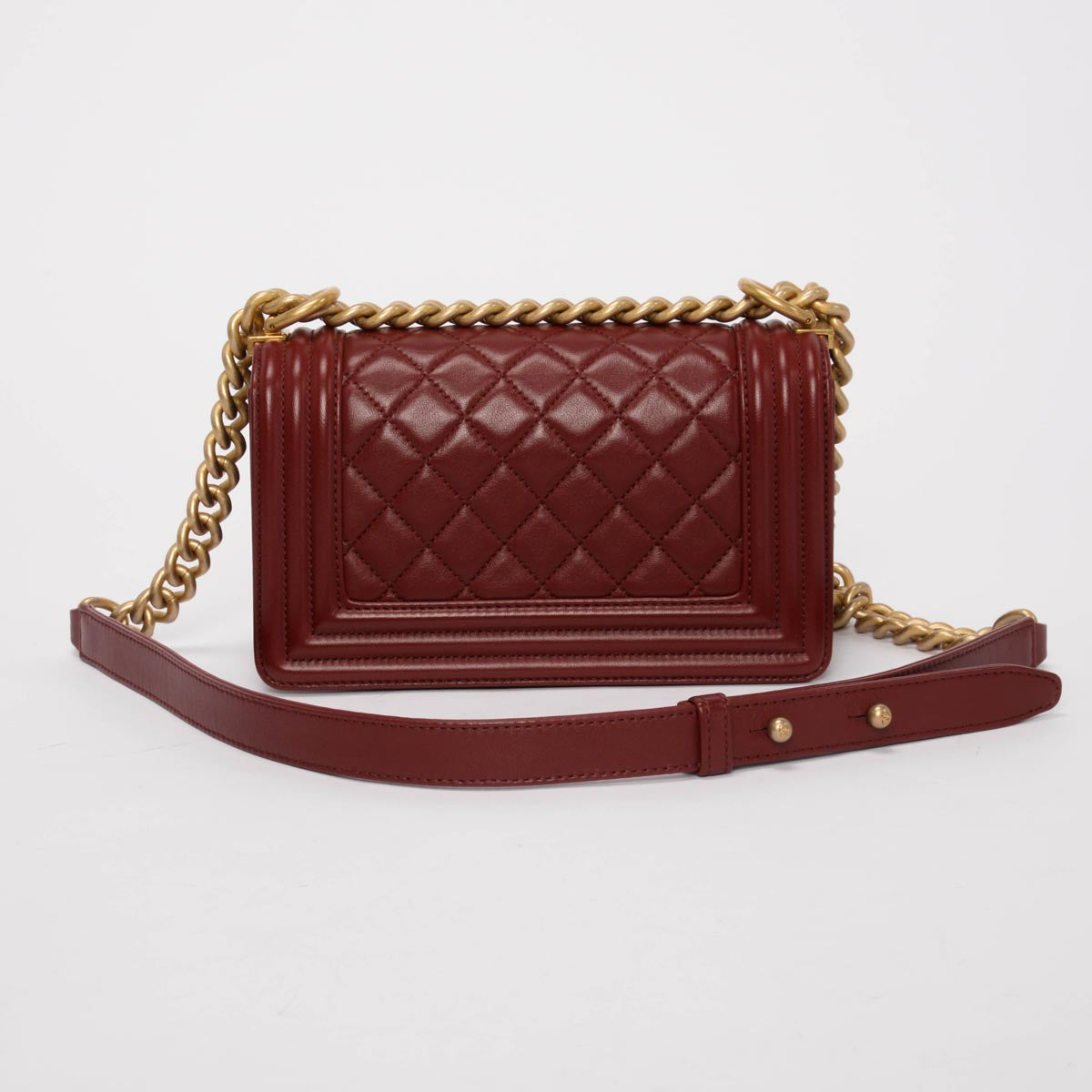 Chanel Burgundy Quilted Lambskin Small Boy Bag
