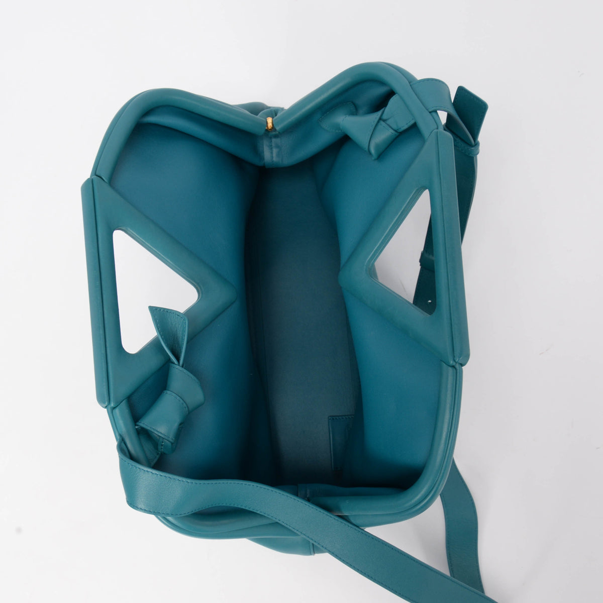 Bottega Veneta Turquoise Calfskin Medium The Point Triangle Bag