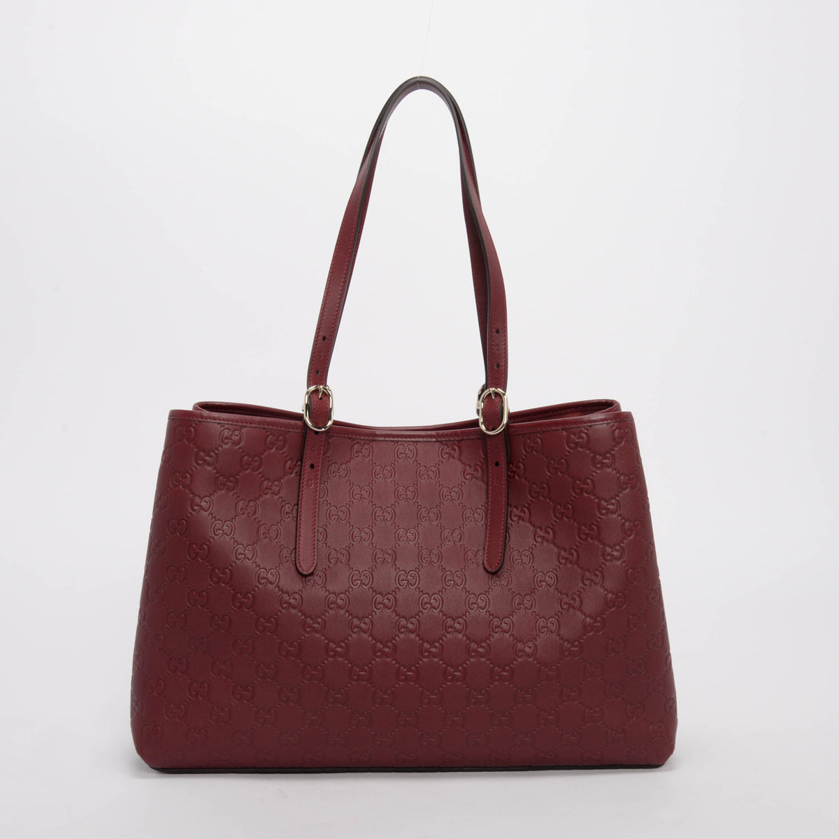 Gucci Rosso Ancora Calfskin GG Embossed Large Tote