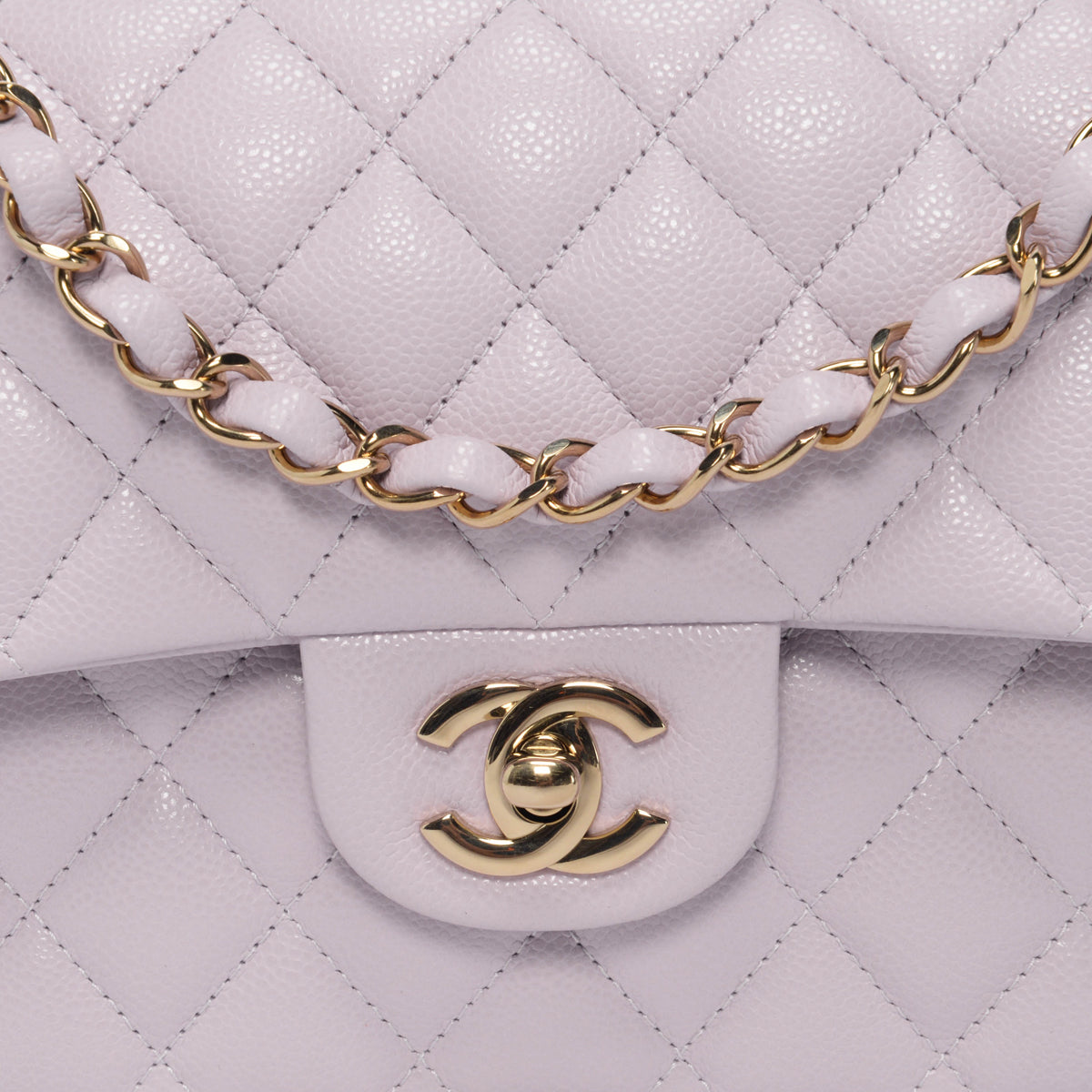 Chanel Lilac Quilted Caviar Small Classic Flap Bag