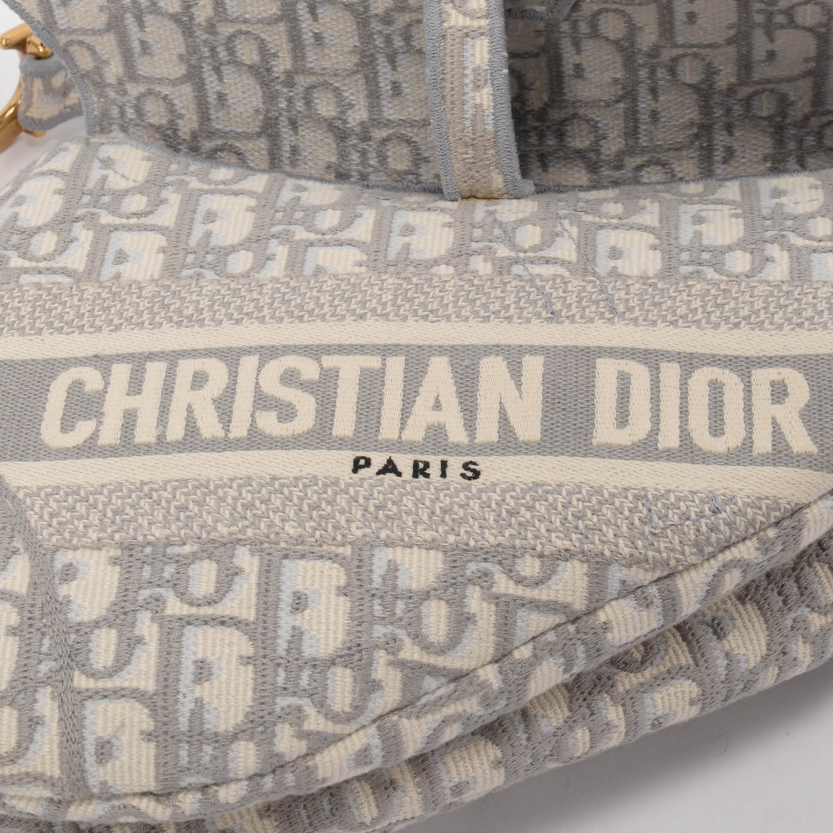 Dior Grey Oblique Canvas Medium Saddle Bag