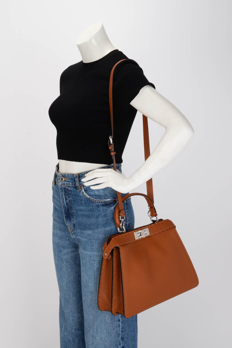 Fendi Tan Roma Calfskin Medium Peekaboo ISeeU Bag