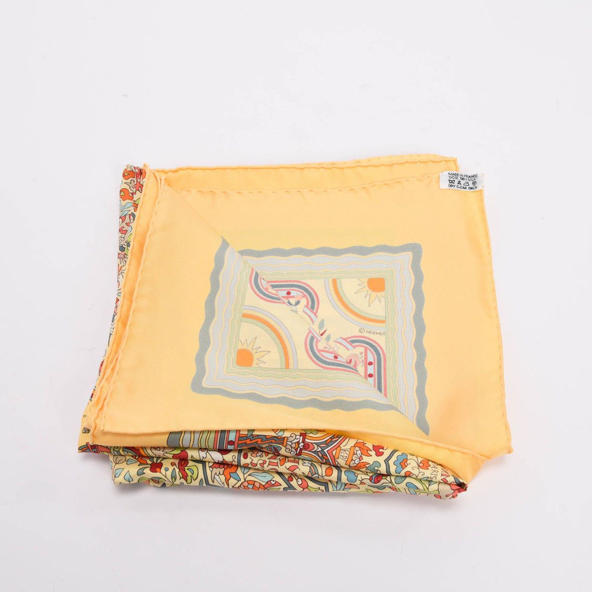 Hermes Yellow Silk Les Jardins D'Armenie Scarf