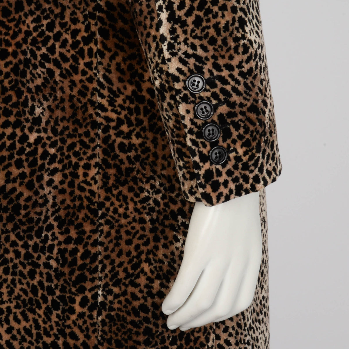 Saint Laurent Leopard Print Velvet Coat FR 36