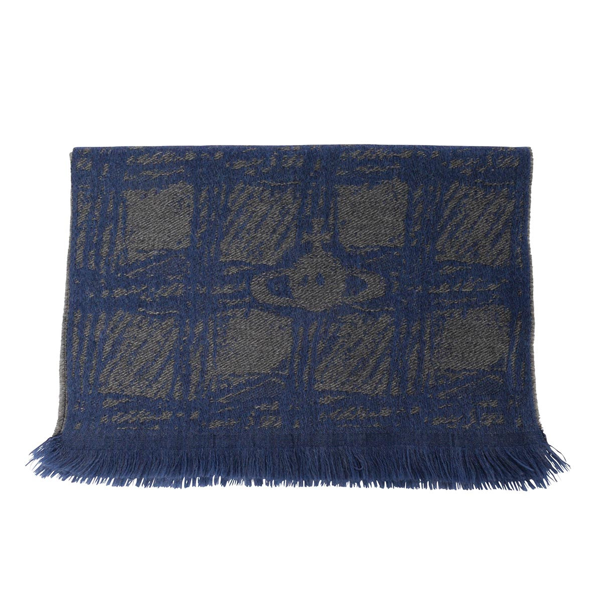Vivienne Westwood Grey & Blue Jacquard Check Scarf