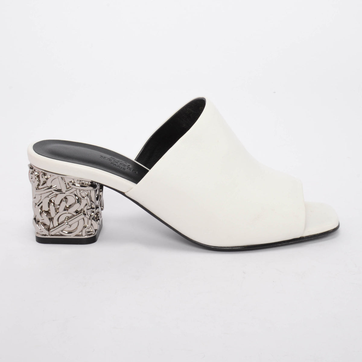 Hermes White Lambskin Glossy 60 Sandals 38