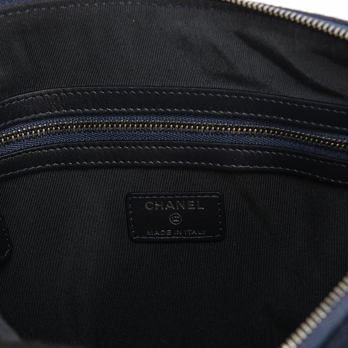 Chanel Navy Embroidered Felt Medium O-Case