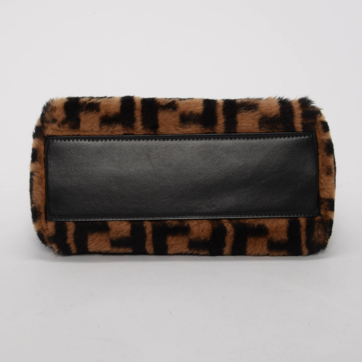 Fendi Tobacco & Black FF Shearling & Nappa Mini Peekaboo Bag