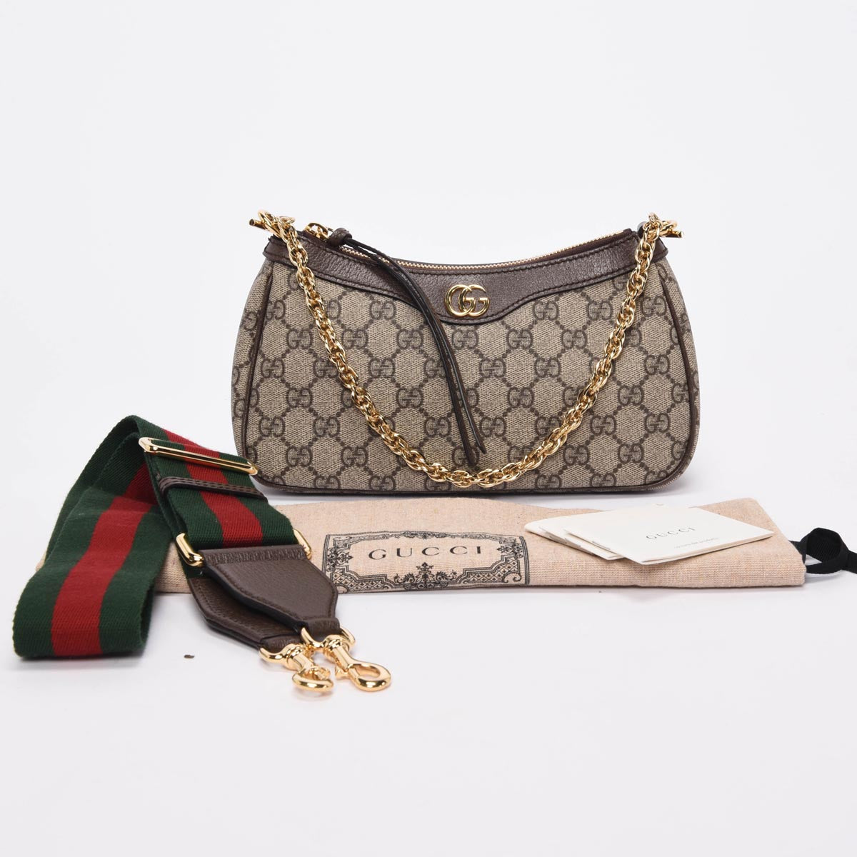Gucci Brown GG Supreme Ophidia Small Shoulder Bag