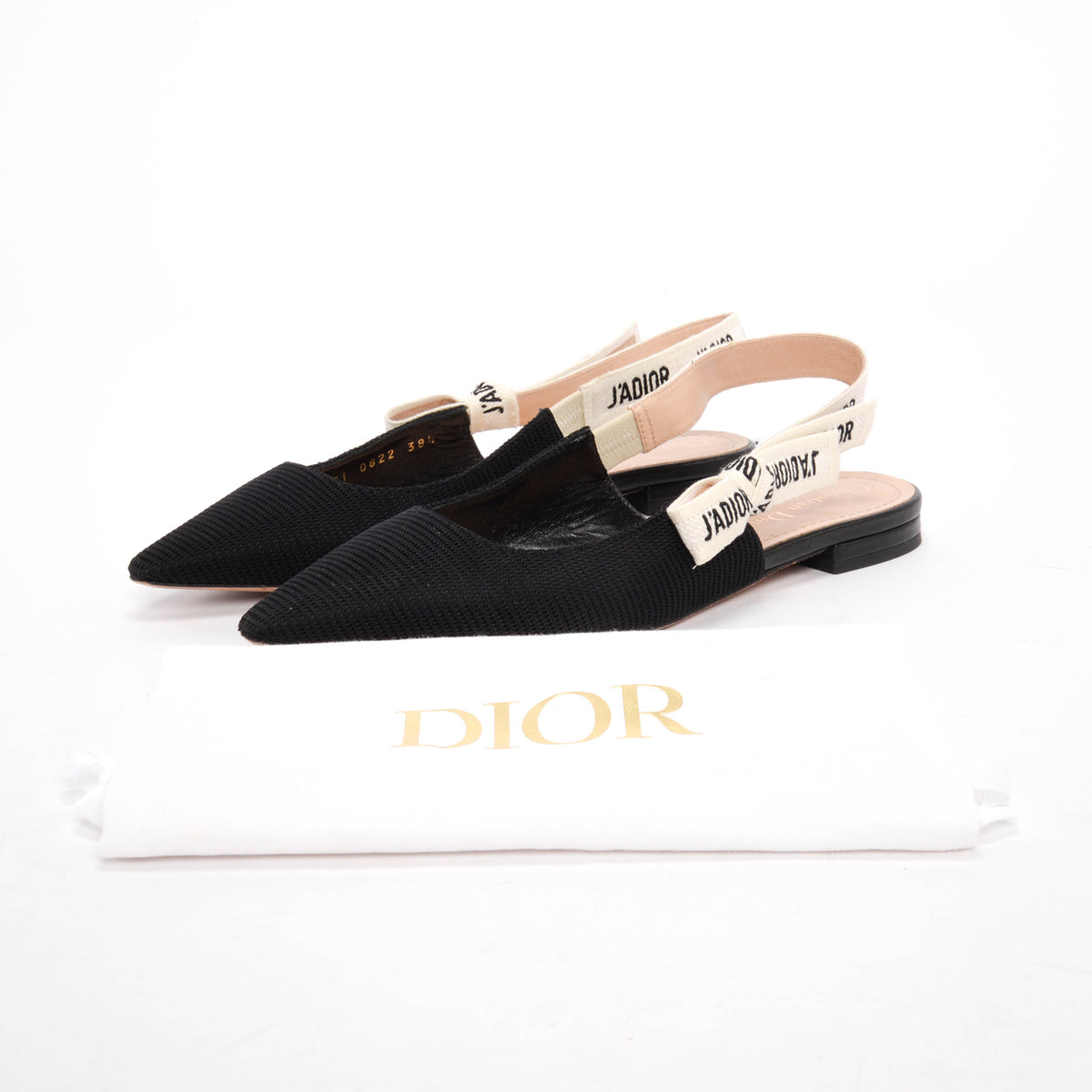 Dior Black Technical Fabric J'Adior Slingback Flats 38.5