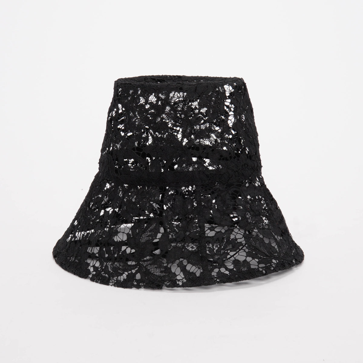 Valentino Black Floral Lace Bucket Hat