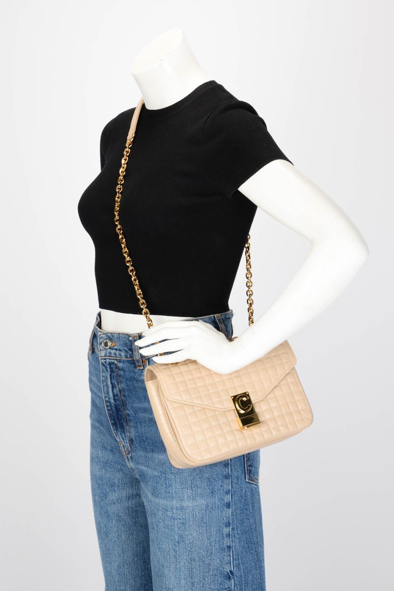 Celine Nude Quilted Calfskin Medium C Bag