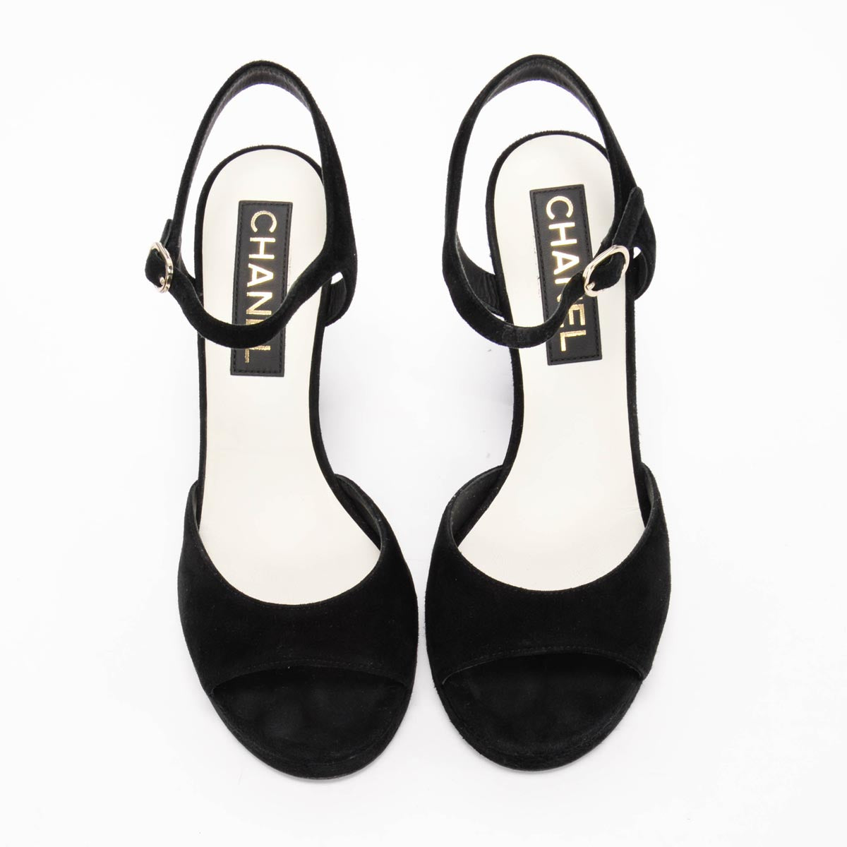 Chanel Black Suede Platform Sandals 37
