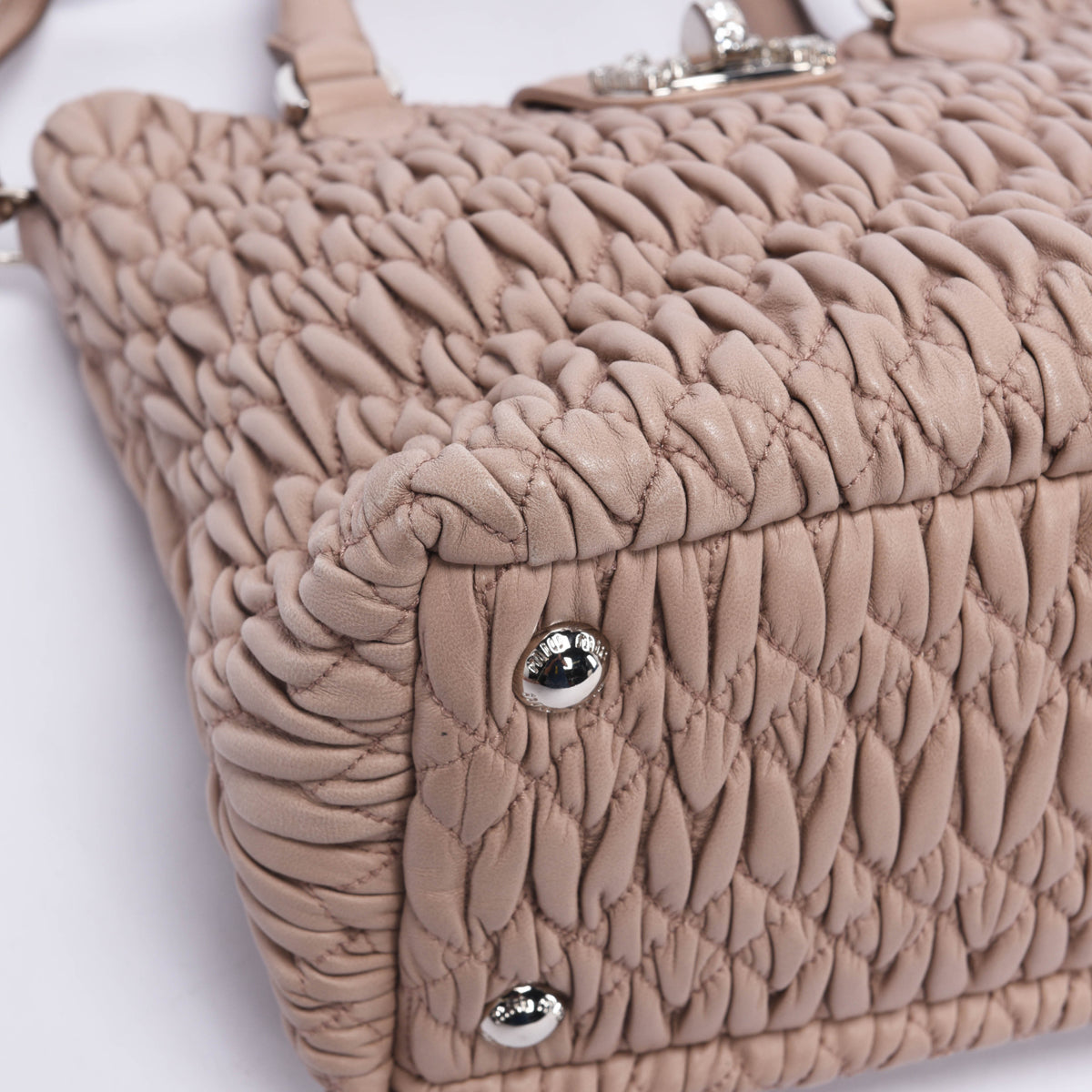 Miu Miu Beige Matelasse Mini Crystal Tote