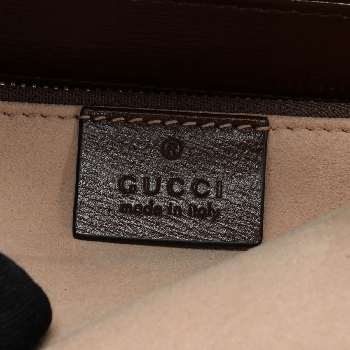 Gucci Tan Leather & GG Supreme Medium Horsebit 1955 Bag