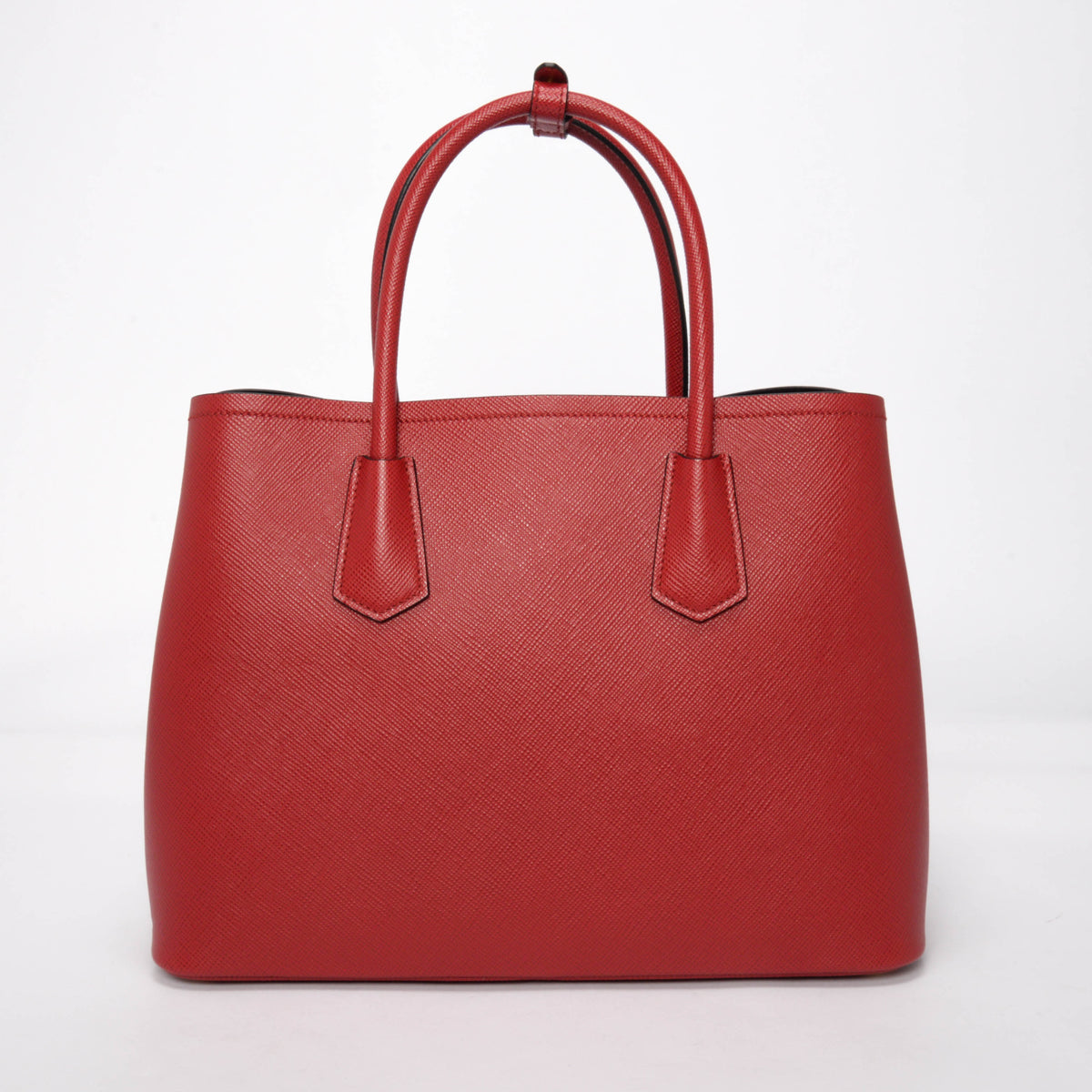 Prada Red Saffiano Cuir Medium Double Bag