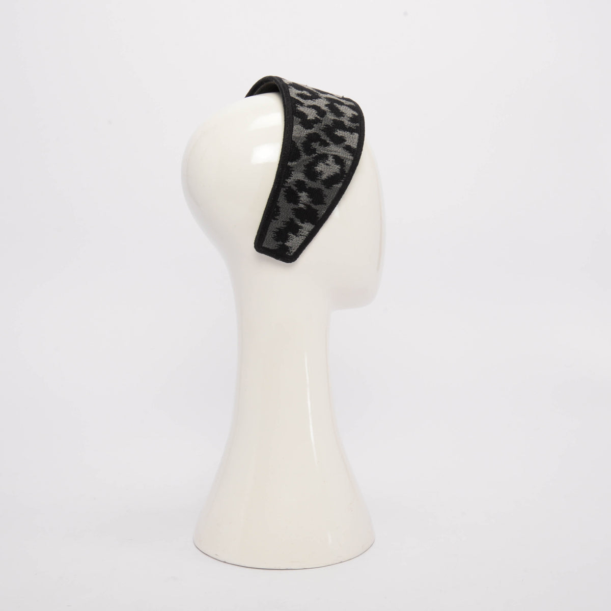 Dior Grey Embroidered Canvas Leopard Headband