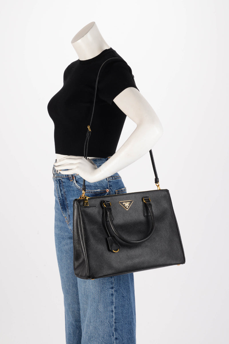 Prada Black Saffiano Medium Galleria Tote