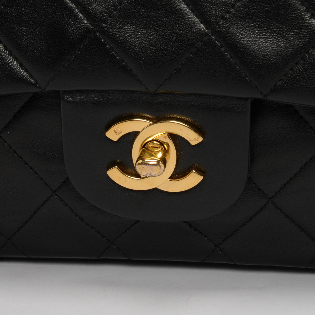 Chanel Vintage Black Quilted Lambskin Medium Classic Flap Bag