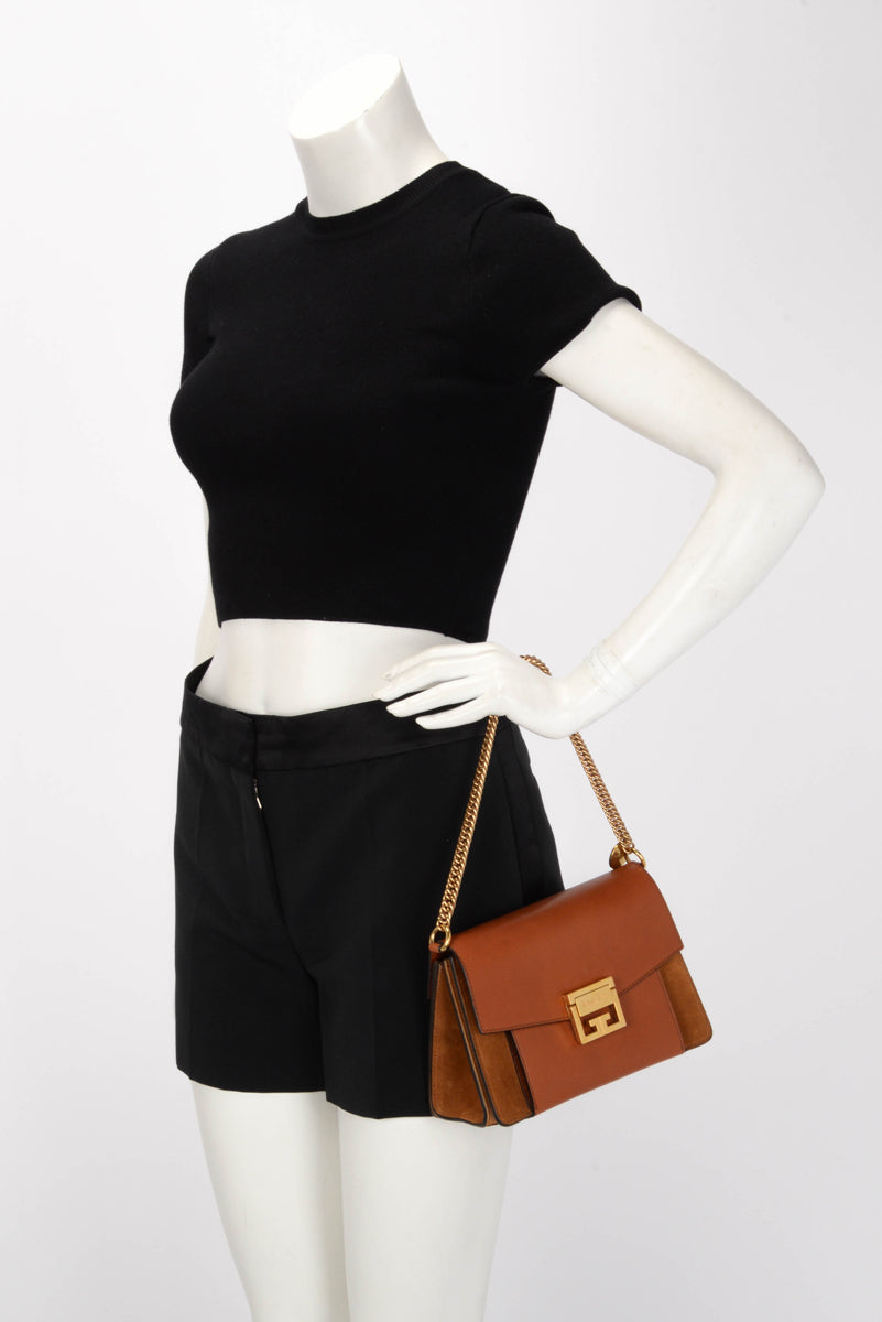 Givenchy Chestnut Goatskin & Suede Small GV3 Bag