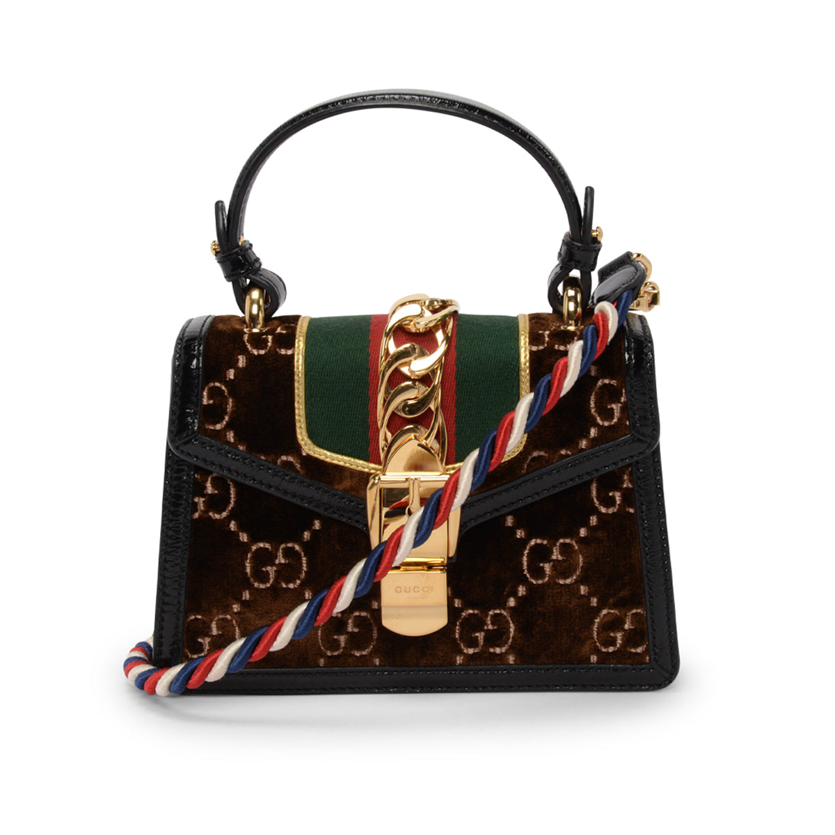 Gucci Brown GG Velvet Mini Sylvie Bag