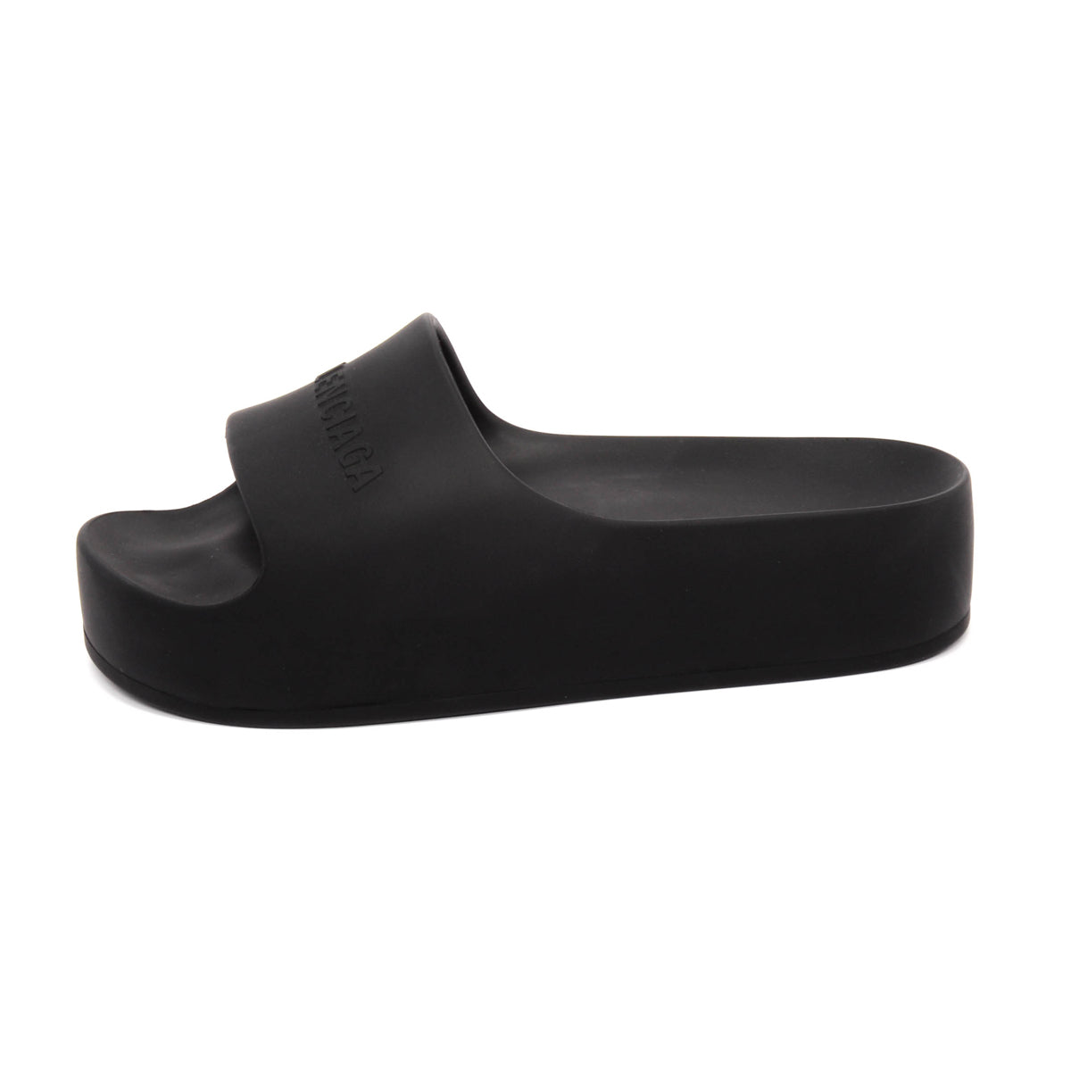 Balenciaga Black Rubber Chunky Logo Slides 38
