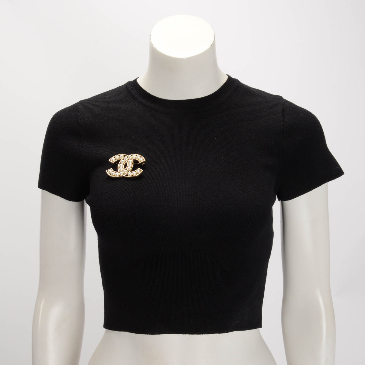 Chanel Light Gold Pearl CC Brooch