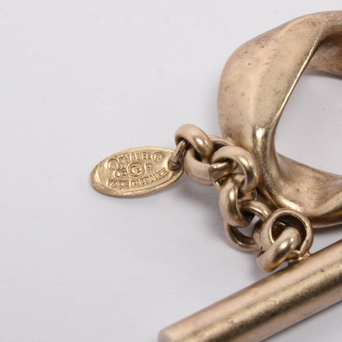 Chanel Light Gold Enamel & Pearl CC Motif Bracelet