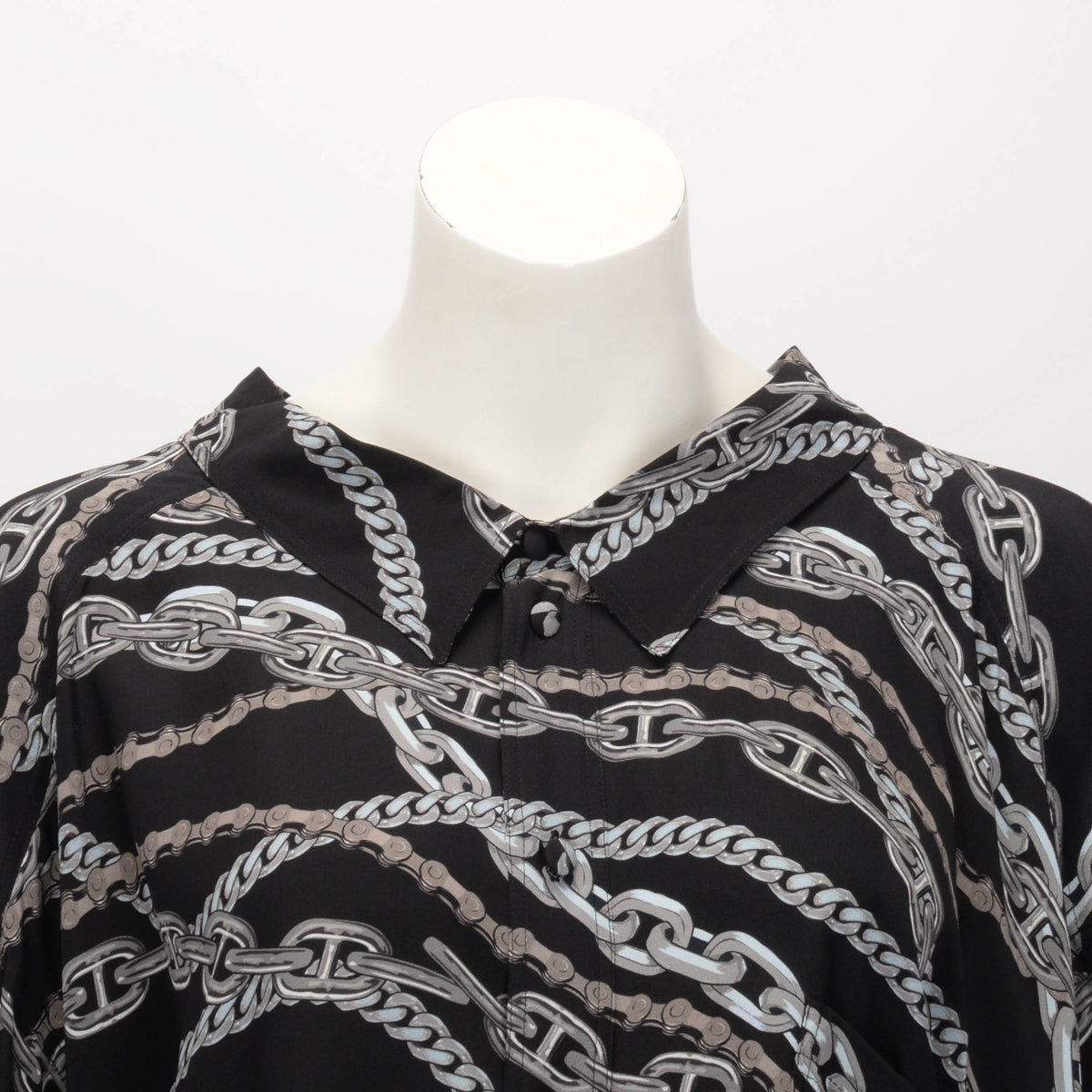 Balenciaga Black Silk Chain Print Oversize Shirt FR 42