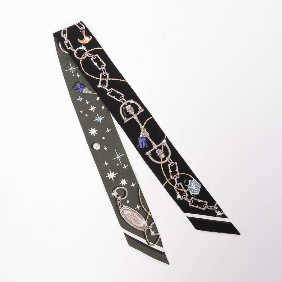 Hermes Kaki Fonce Silk C'est la Fete Twilly Set