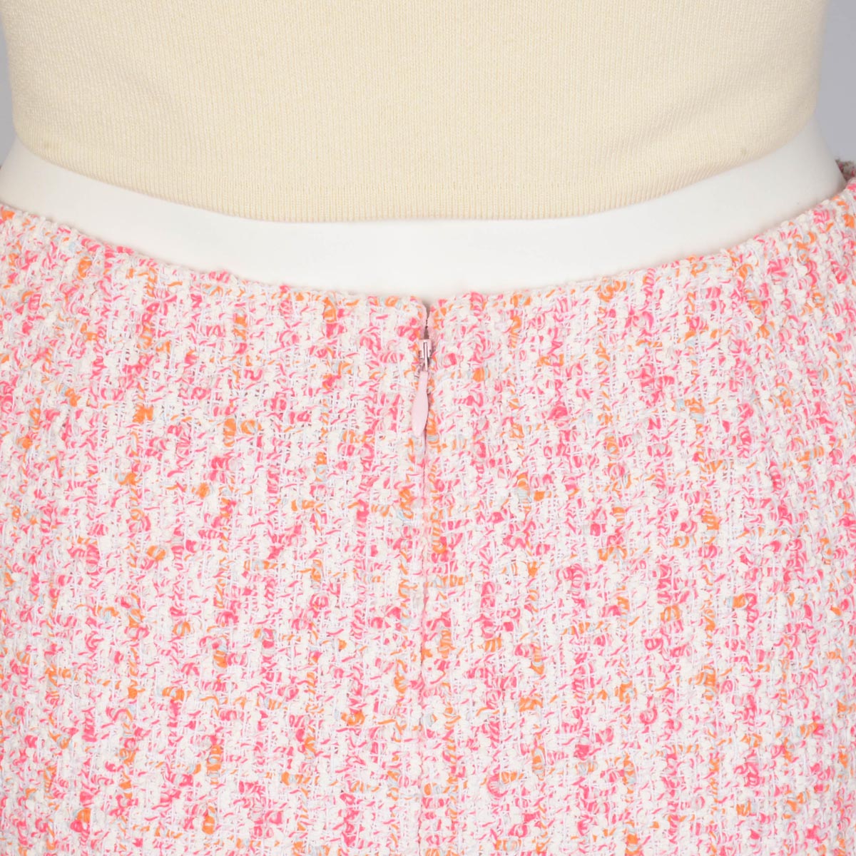 Chanel Pink & Orange Fantasy Tweed Pencil Skirt FR 38