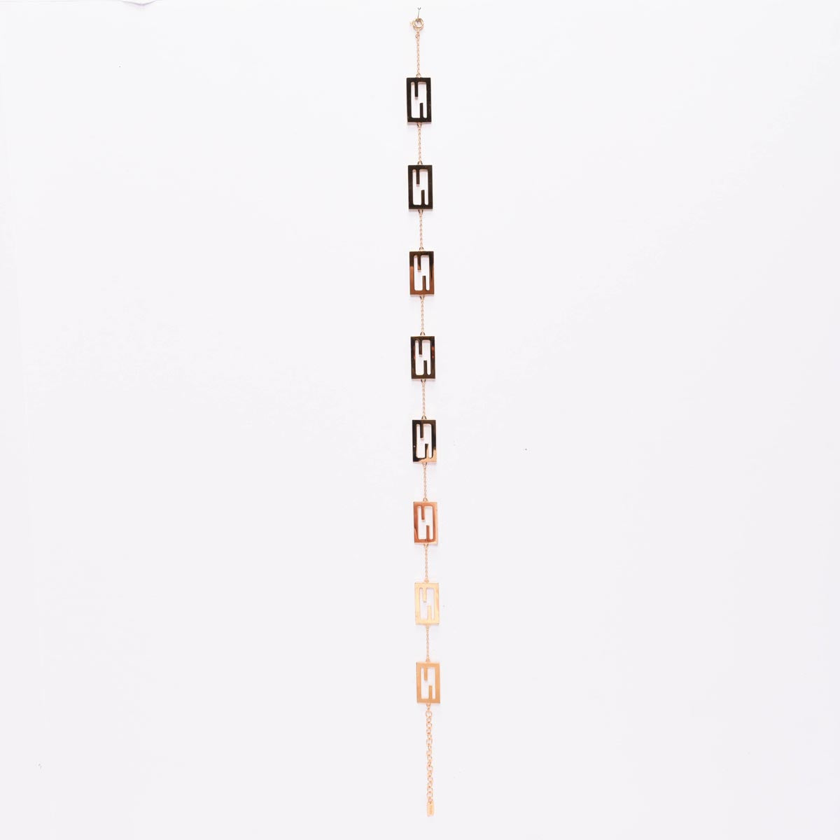 Fendi Gold Tone Metal Baguette Necklace