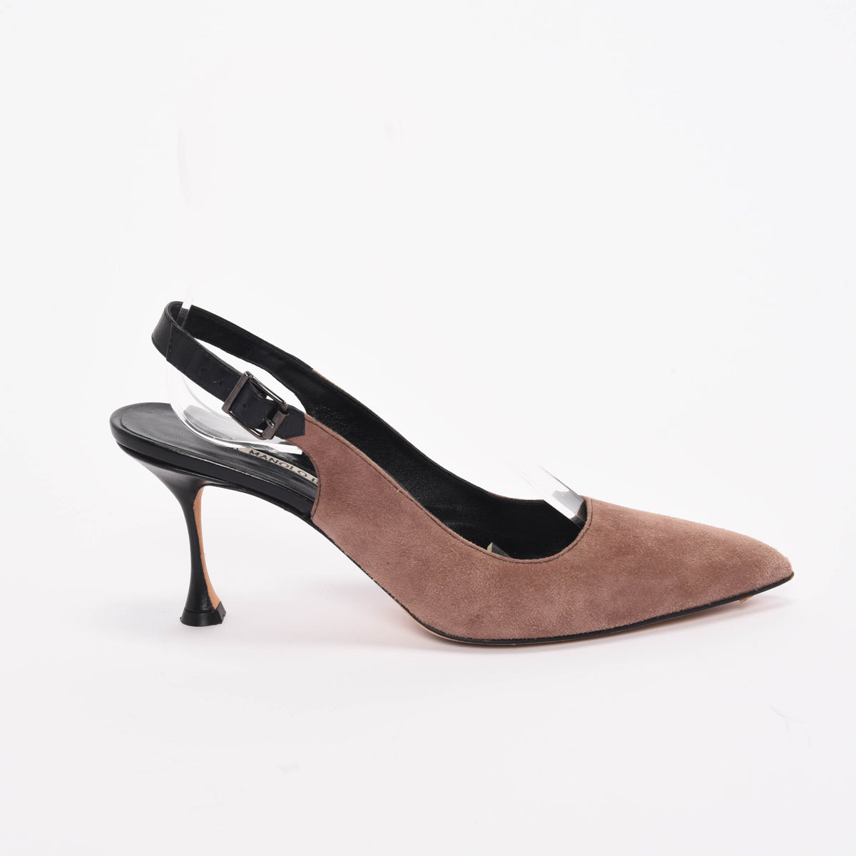 Manolo Blahnik Taupe Suede Slingback Pumps 40