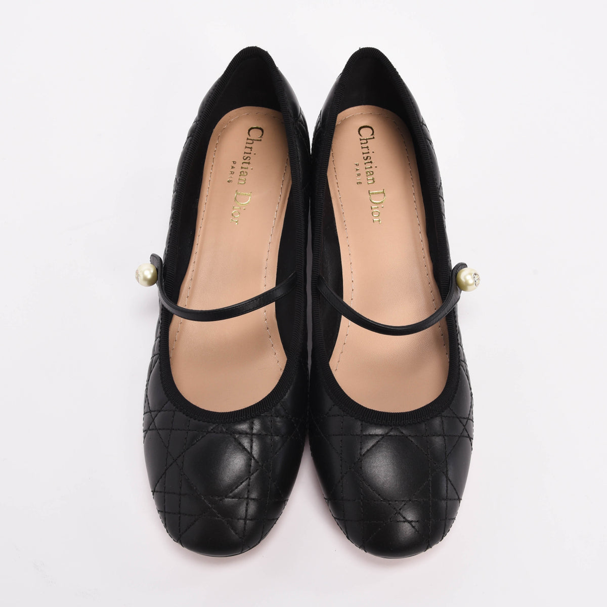 Dior Black Cannage Calfskin Ballet Pumps 38.5