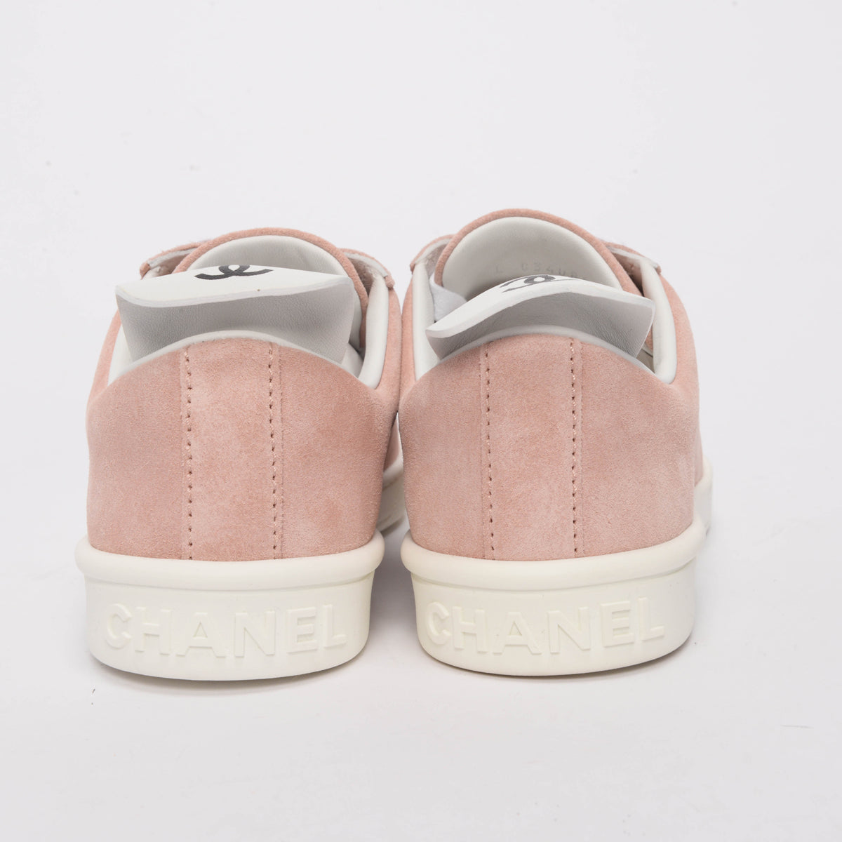 Chanel Pale Pink Suede Weekender Logo Sneakers 37