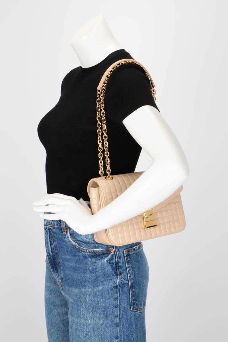 Celine Nude Quilted Calfskin Medium C Bag