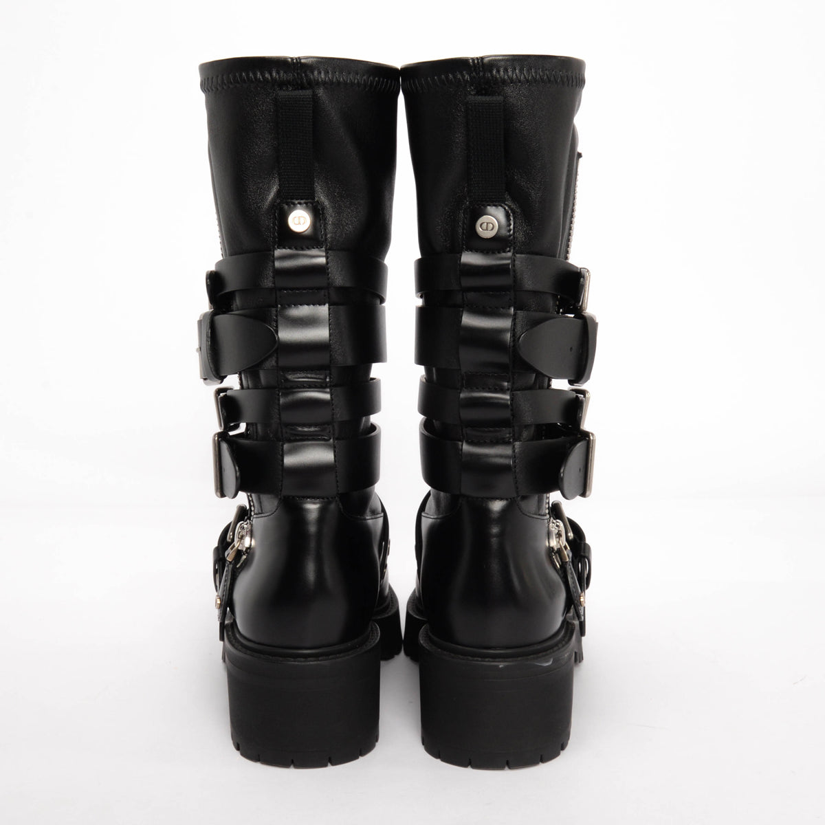 Dior Black Calf D-Fight Buckled Boots 38