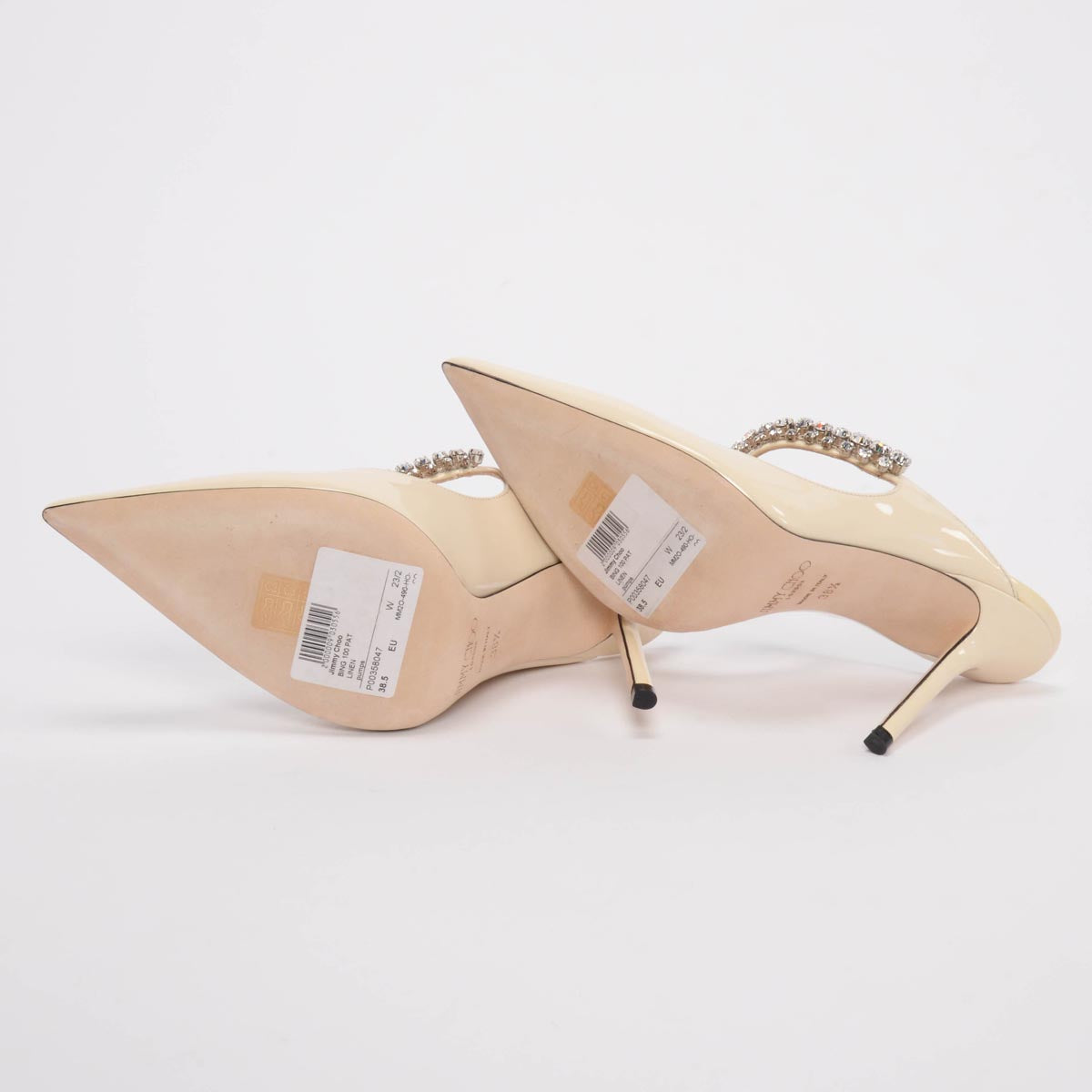 Jimmy Choo Linen Patent Bing Pumps 38.5