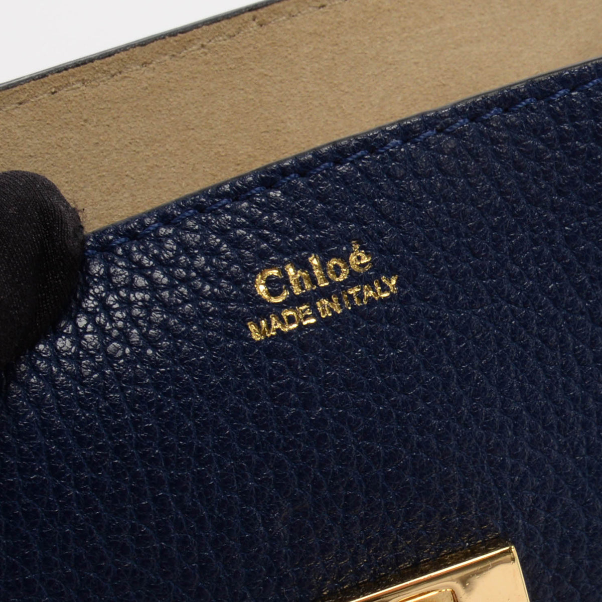 Chloe Royal Blue Grained Calfskin Small Drew Bag