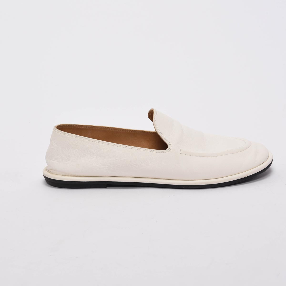 The Row White Calfskin Canal Loafers 36